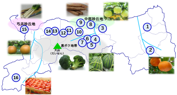 鳥取県内産地MAP