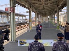 観光列車はなあかり鳥取初便到着歓迎セレモニー1