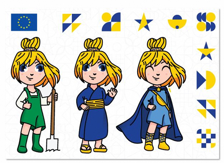 EU館マスコットキャラステッカー