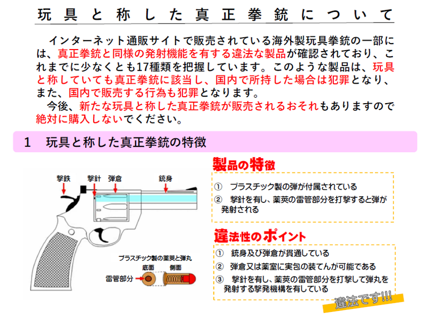 玩具と称した真正拳銃について
