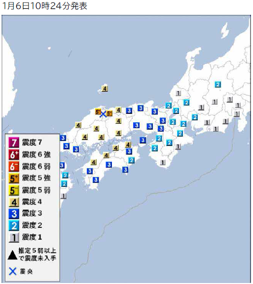 震度図（気象庁発表）