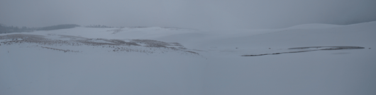 馬の背の姿－砂丘が雪景色です
